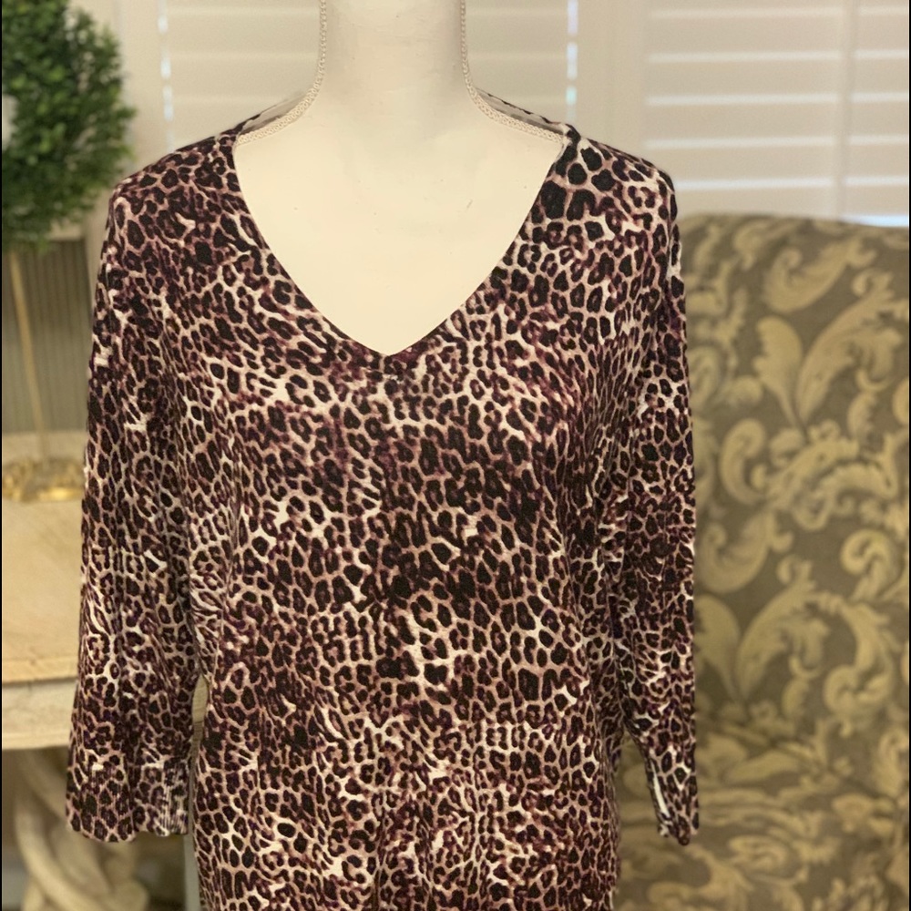 Roz & Ali Animal Print Sweater/Top size 2x